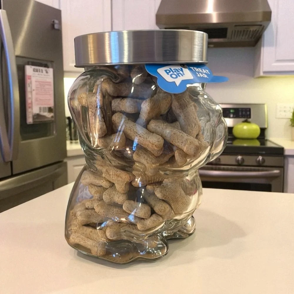 Large Dog Treat Jar with Silver Lid